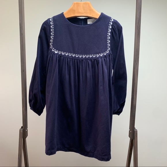 Baby Doll Smock Dress w/ Embroidered White Design - Picture 9 of 13